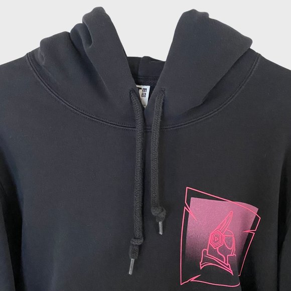 Uniqlo Fortnite DJ Yonder Hoodie Mens Medium Black Premium Graphic Sweatshirt - Picture 5 of 14